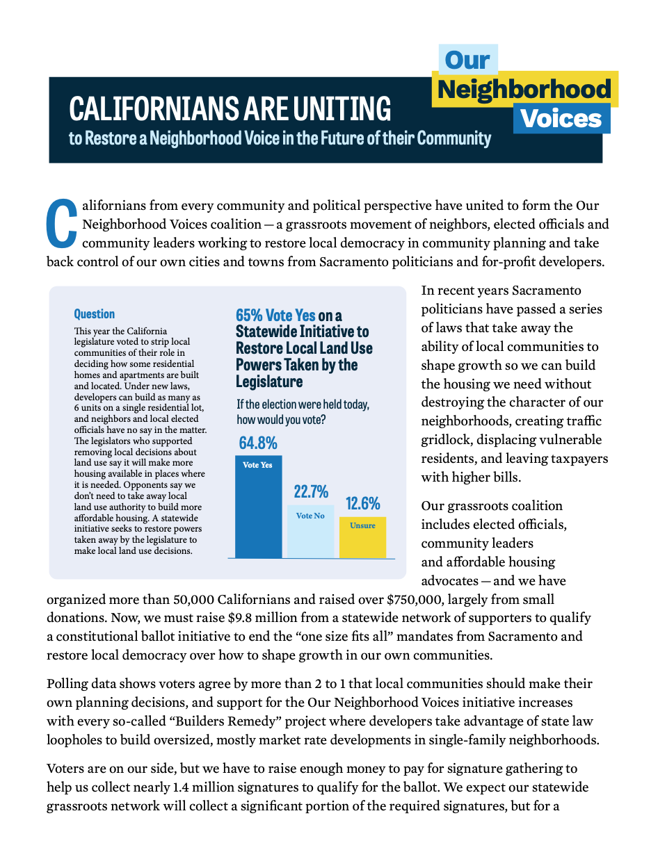 Printable 'Two-Pager' for Our Initiative